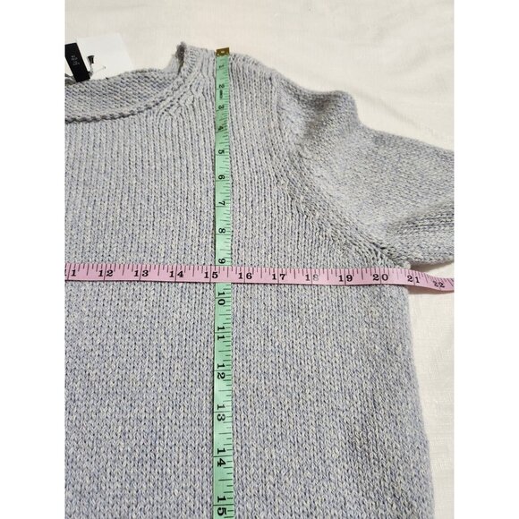 Eileen Fisher Ballet Neck Pullover Sweater Womens Size S Side Slit Blue gray CJ6 - Picture 6 of 9